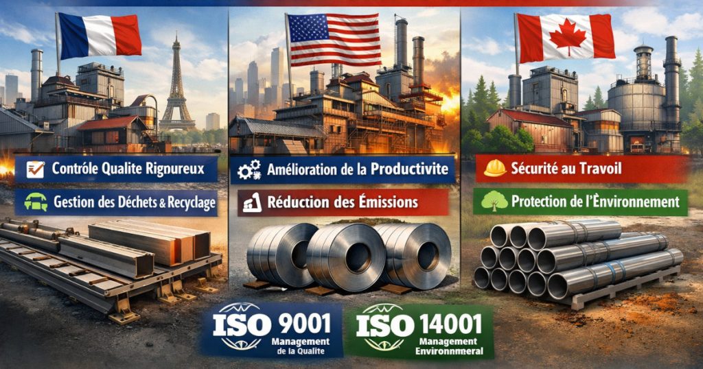 Audit ISO 9001 pour Applications concrètes des normes ISO 9001 & ISO 14001 en sidérurgie : France vs États-Unis vs Canada